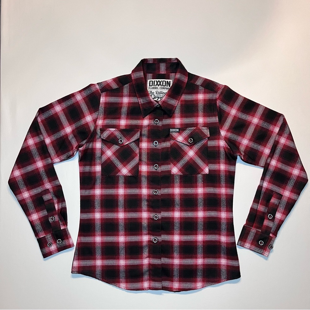 NWOT Dixxon The Dillinger Women’s Red Black Plaid Flannel Button-Up Shirt Size S